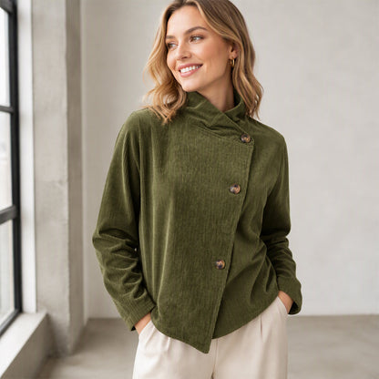 🌸Hot Sale 50% OFF💖Women's Casual Corduroy Asymmetric Jacket