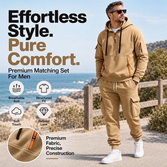 Hot Sale 50% OFF🔥Men's Warm Half-Zip Hoodie & Cargo Pants Set