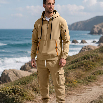 Hot Sale 50% OFF🔥Men's Warm Half-Zip Hoodie & Cargo Pants Set