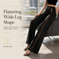 Women's High Waisted Lace Spliced Wide Leg Trousers with Decorative Gold Buttons