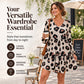 💖Black Friday Mega Deal – 50% off!💖 🐆Women's Leopard Print V-Neck Long Sleeve Dress