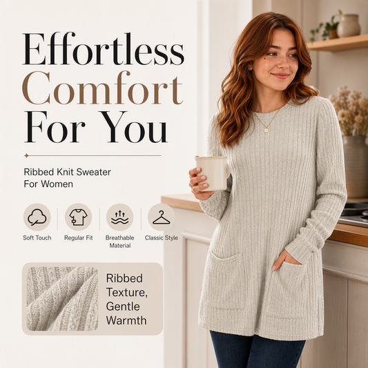 🌸Hot Sale 50% OFF💖Women's Cozy Mid-Length Ribbed Knit Top
