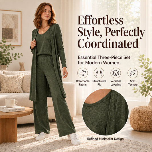 👗Elegant 3-Piece Set, Effortless Styling – Women's Long Sleeve Elegant Set ✨