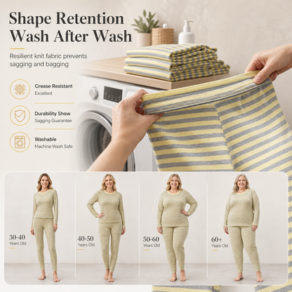 Women's Striped Color Block Crew Neck Long Sleeve Top and Pants Slim Fit Casual Loungewear Workout Set