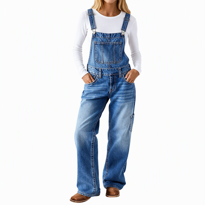 💖50% off!💖 👖Women's Stretchy Denim Overalls Wide Leg Jumpsuit with Adjustable Straps