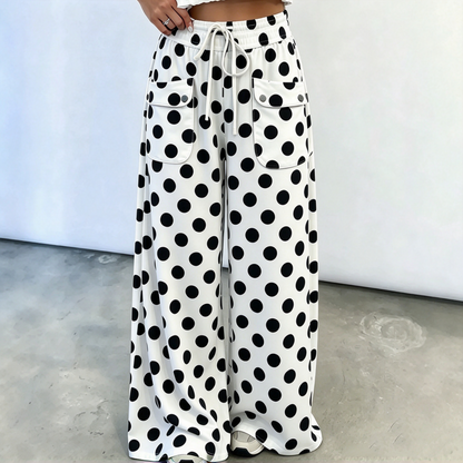 🌸Hot Sale 50% OFF💖Women's Casual Polka Dot Print Wide Leg Pants