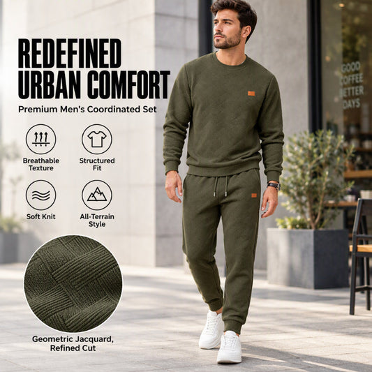 ✨ Trendy & Breathable 👕 Men's Casual Textured Jacquard Sports Set – 2-Piece Matching Outfit, Soft & Stylish Short Facebook Headline