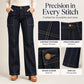 ⚡Free Shipping🖤Women's High Waisted Contrast Stitching Wide-Leg Jeans