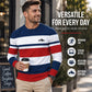 Men's Striped Crewneck Long Sleeve Top