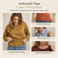 Women's Slim Fit V Neck Long Sleeve Ruched Waist Top for Spring and Autumn